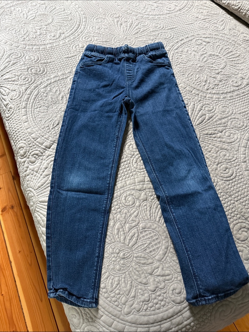 Boys Dark Blue Elastic-Waist Denim Jeans